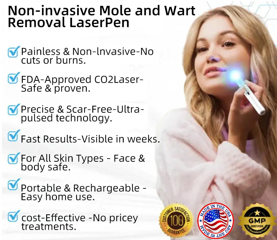 👩🏻‍⚕️Clinically Reviewed by Mayo Clinic Experts: Nuogea Non-invasive CO2 Mole and Wart Removal Laser Pen Promax (Fast and painless removal of warts, moles, age spots, and skin tags completely without side effects.)