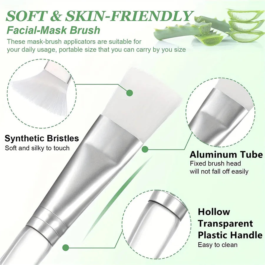 6pcs set of facial mask brushes, facial application brushes, beautician brushes with hollow transparent plastic handles