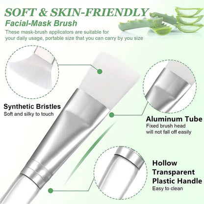 6pcs set of facial mask brushes, facial application brushes, beautician brushes with hollow transparent plastic handles