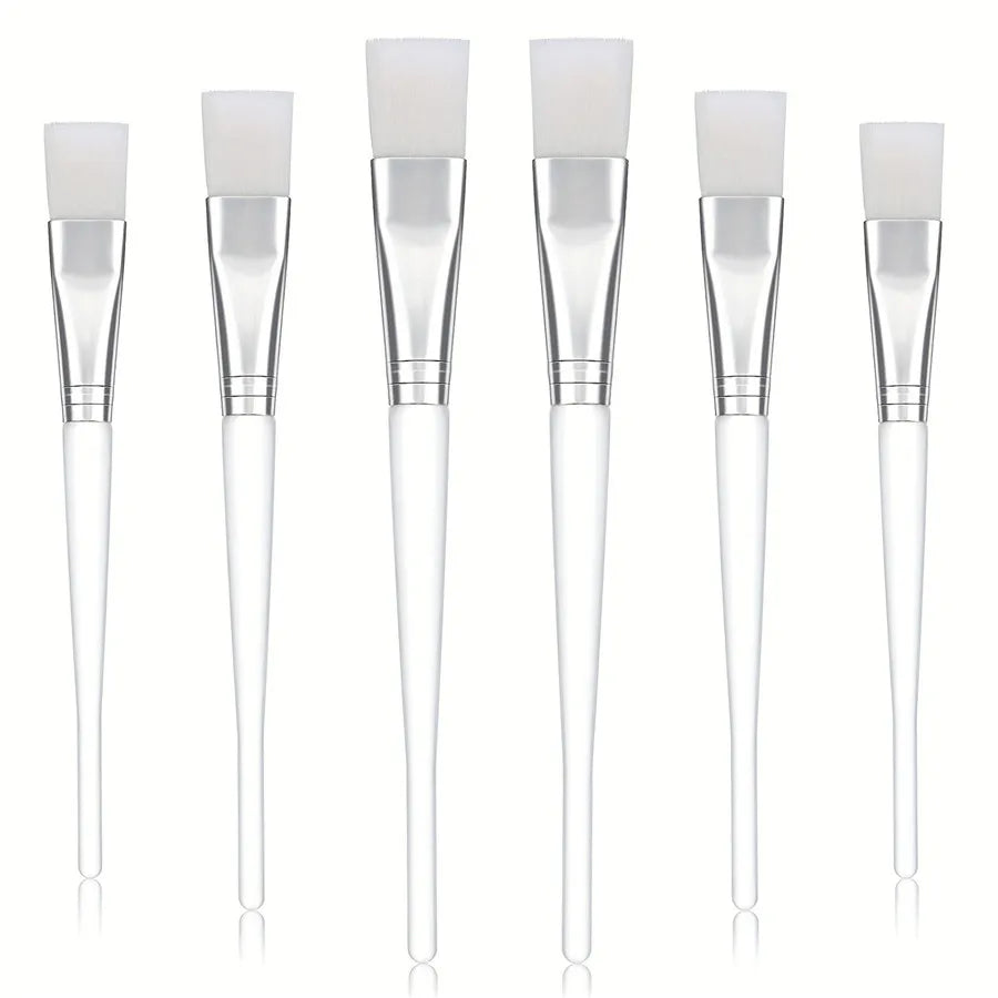 6pcs set of facial mask brushes, facial application brushes, beautician brushes with hollow transparent plastic handles