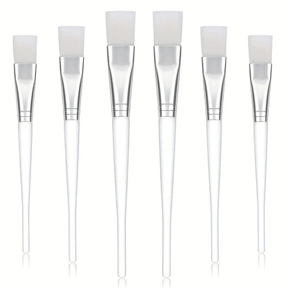 6pcs set of facial mask brushes, facial application brushes, beautician brushes with hollow transparent plastic handles