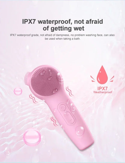 Facial Electric Cleansing Brush Silicone Ultrasonic Vibration Face Cleanser Deep Pores Blackhead Cleaning Washing Skin Massager