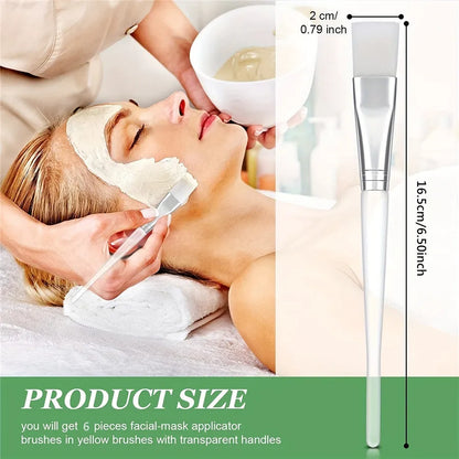 6pcs set of facial mask brushes, facial application brushes, beautician brushes with hollow transparent plastic handles