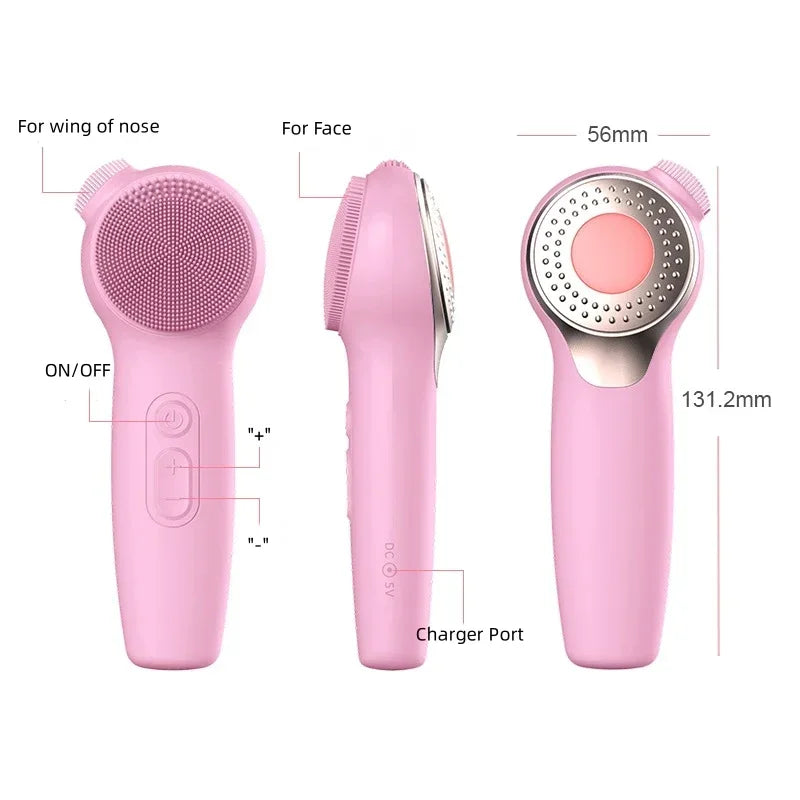 Facial Electric Cleansing Brush Silicone Ultrasonic Vibration Face Cleanser Deep Pores Blackhead Cleaning Washing Skin Massager