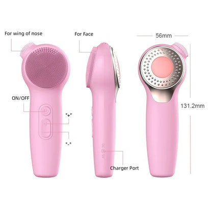 Facial Electric Cleansing Brush Silicone Ultrasonic Vibration Face Cleanser Deep Pores Blackhead Cleaning Washing Skin Massager