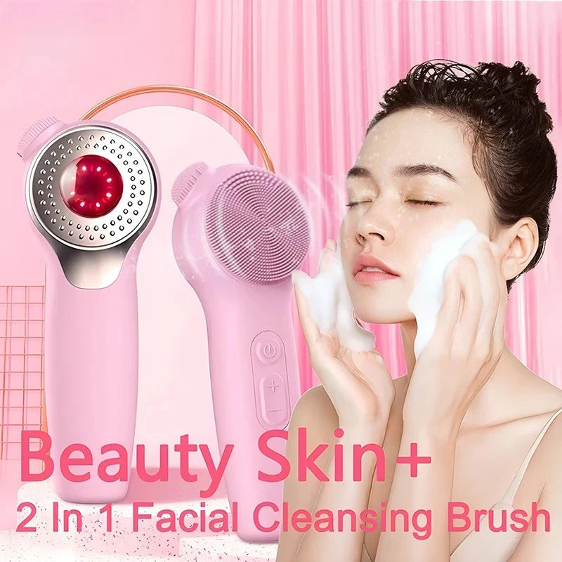 Facial Electric Cleansing Brush Silicone Ultrasonic Vibration Face Cleanser Deep Pores Blackhead Cleaning Washing Skin Massager