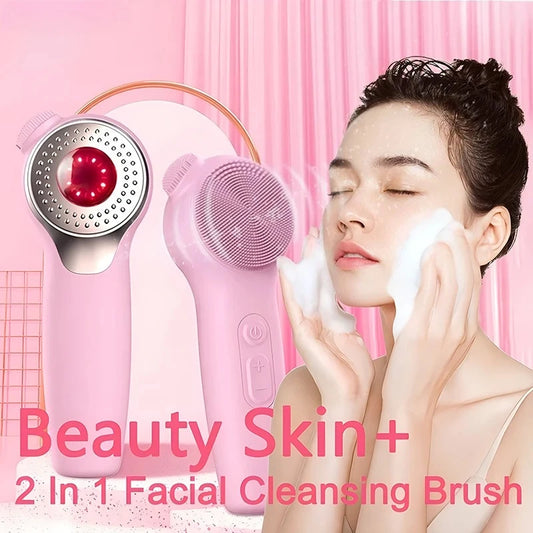 Facial Electric Cleansing Brush Silicone Ultrasonic Vibration Face Cleanser Deep Pores Blackhead Cleaning Washing Skin Massager